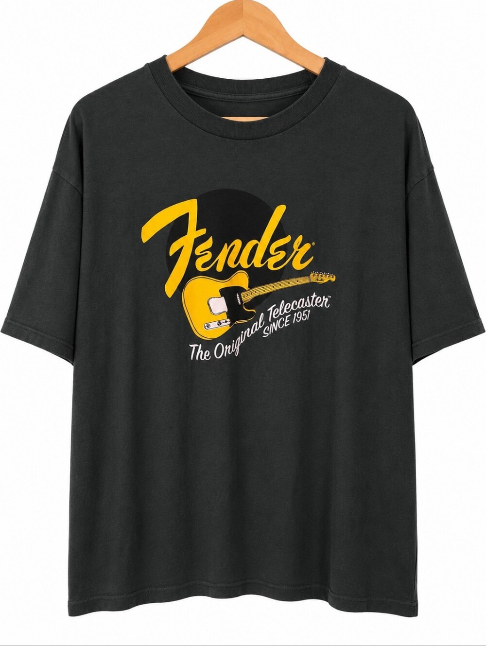 Fender Telecaster Graphic T-Shirt XXL Green Yellow Guitar Band Tee 100% Cotton - Picture 2 of 8